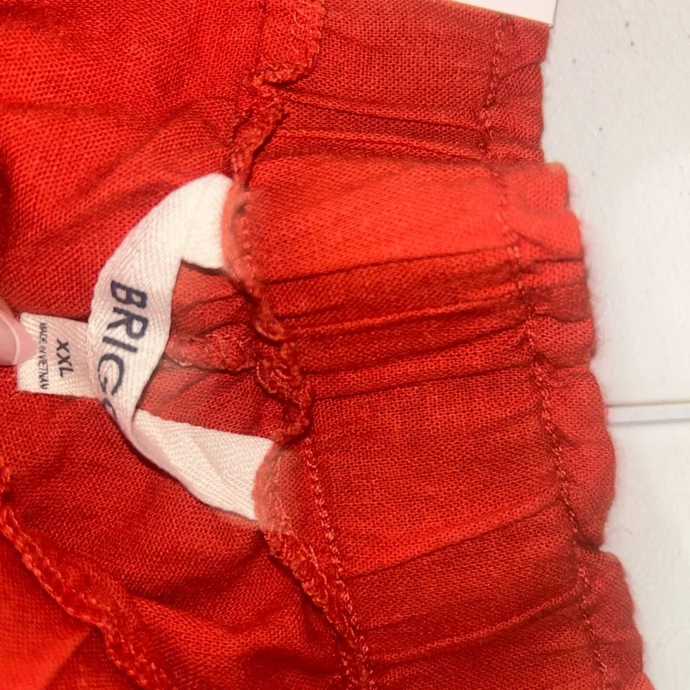 Briggs‎ NWT Women's Elastic Waistband LINEN Shorts In Orange, XXL Style 1846383